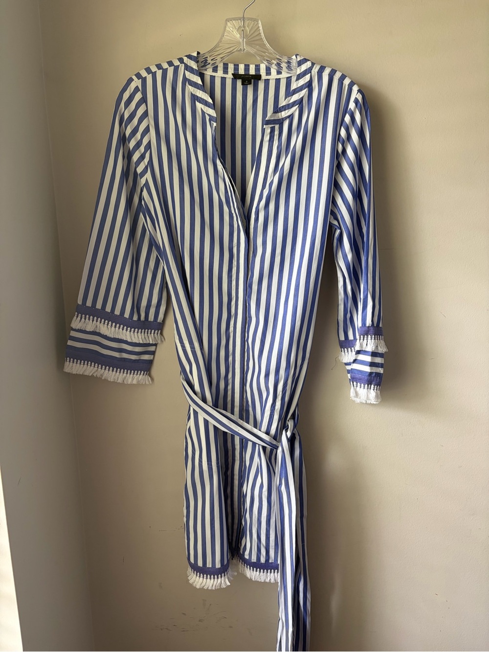 Blue and White Striped Tie-Waist dress j crew size 2